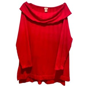 Zenergy by Chico's Cozy Brushed Red Fleece Tunic (Size 3, 16/18)